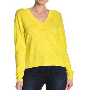 J.Crew Slub Knit V-Neck Sweater Citron Yellow